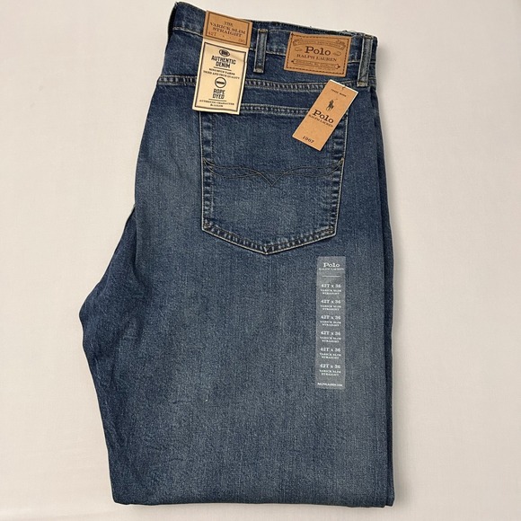 NEW Polo Ralph Lauren Varick Slim Straight Jeans Blue Classic Denim Men's 42Tx36